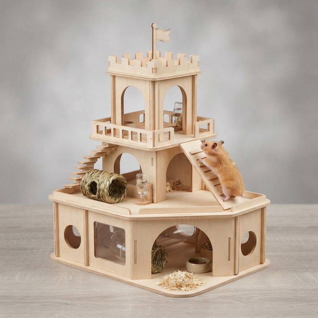 Designer Wooden Villa for Rodents "Eco-Castle"